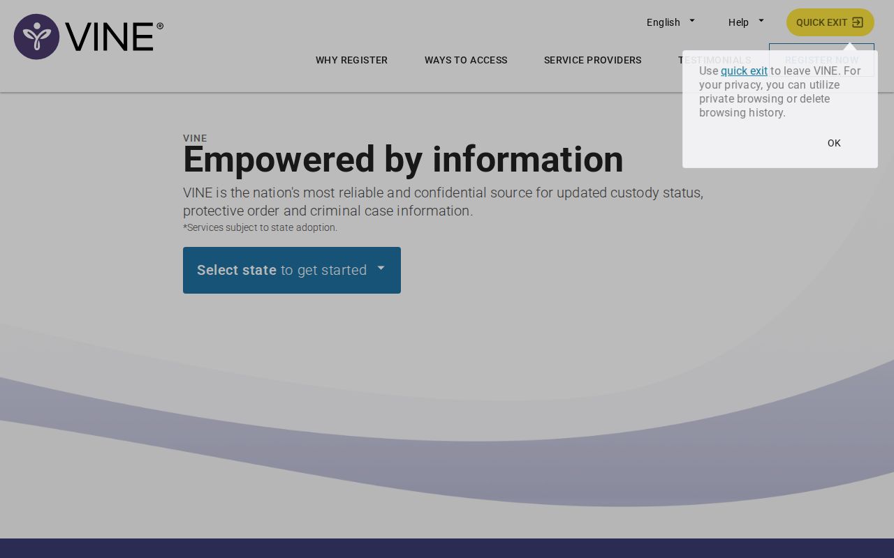 VINELink official custody search landing page