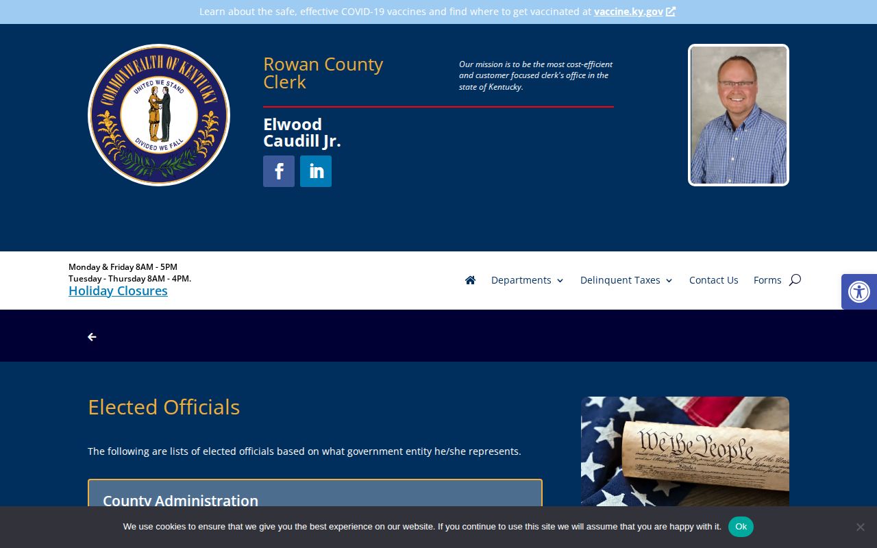 Rowan County elected officials page confirming Lakeview Heights municipal contact